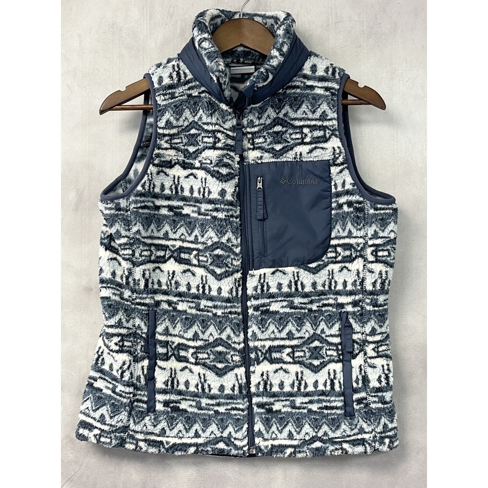 Columbia West Bend Womens Sherpa Fleece Vest Size M Full Zip Hiking Outdoor